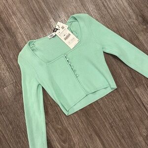NWT Zara green ribbed crop top